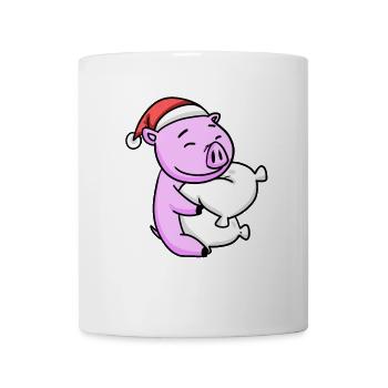 Cochon Mignon Fatigué Noël - Mug blanc - blanc - Devant