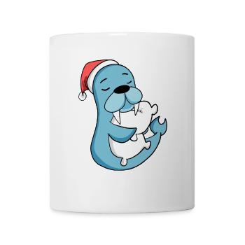 Lion de mer mignon fatigué Noël - Mug blanc - blanc - Devant