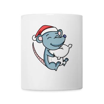 Souris Mignon Fatigué Noël - Mug blanc - blanc - Devant