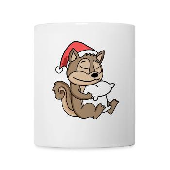 Écureuil Mignon Fatigué Noël - Mug blanc - blanc - Devant
