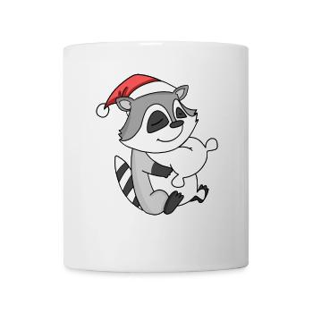 raton laveur mignon fatigué Noël - Mug blanc - blanc - Devant