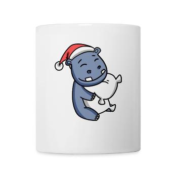 Nilpferd Niedlich Müde Weihnachten - Tasse - Weiß - Vorne