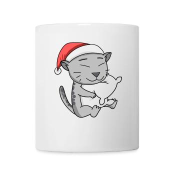 Cat Cute Egyptian Mau Tired Christmas - Mug - white - Front