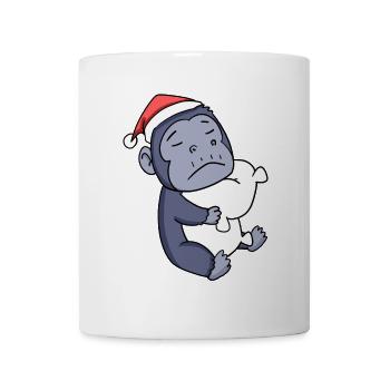 Singe Mignon Fatigué Noël - Mug blanc - blanc - Devant