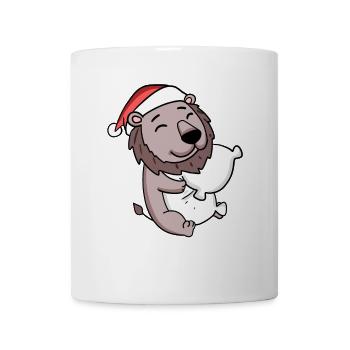 Lion Mignon Fatigué Noël - Mug blanc - blanc - Devant