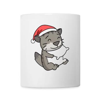 Chat Mignon Chat Sibérien Fatigué Noël - Mug blanc - blanc - Devant