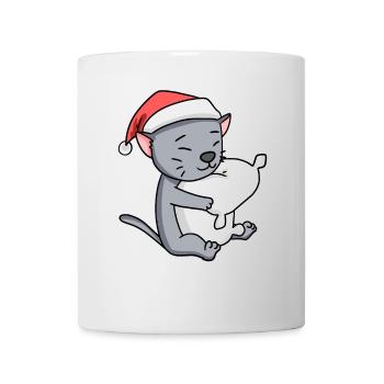 Chat Mignon Korat Chat Fatigué Noël - Mug blanc - blanc - Devant