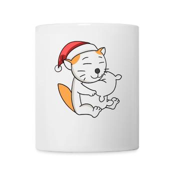 Katze Niedlich Selkirk Rex Müde Weihnachten - Tasse - Weiß - Vorne
