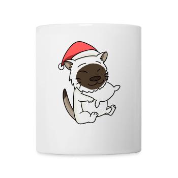 Chat, Mignon, Birman, Chat, Fatigué, Noël - Mug blanc - blanc - Devant