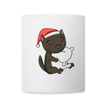 Chat Mignon Havane Chat Fatigué Noël - Mug blanc - blanc - Devant