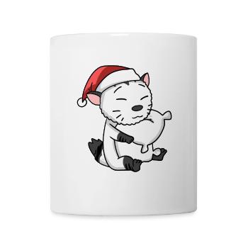 Cat Cute American Bobtail Tired Christmas - Mug - white - Front