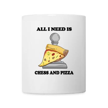 Schach und Pizza - Tasse - Weiß - Vorne