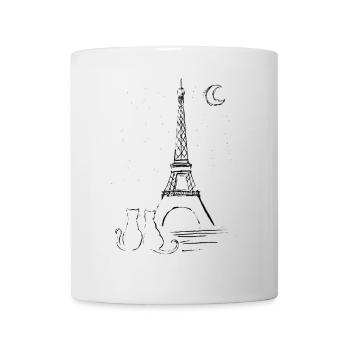 Paris und die Liebe - Katzenliebe mit Eiffelturm - Tasse - Weiß - Vorne