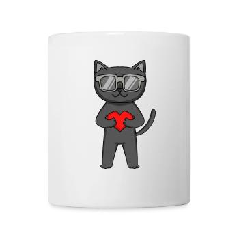 Katze mit Herz und Brille - Bombay-Katze - Tasse - Weiß - Vorne
