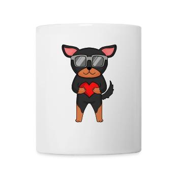 Hund mit Herz und Brille - Lancashire Heeler - Tasse - Weiß - Vorne