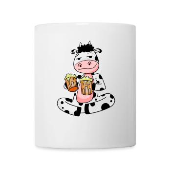 Kuh mit Bier - Tasse - Weiß - Vorne