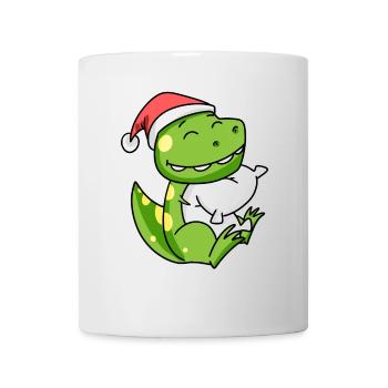 Dino Niedlich Müde Ausschlafen Weihnachten - Tasse - Weiß - Vorne