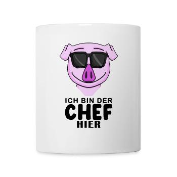 Chef Spruch mit Schwein Motiv - Tasse - Weiß - Vorne