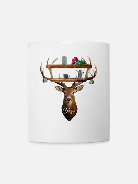 Geweih, Reh + Regal = Rehgal Design by summitXpeak - Tasse - Weiß
