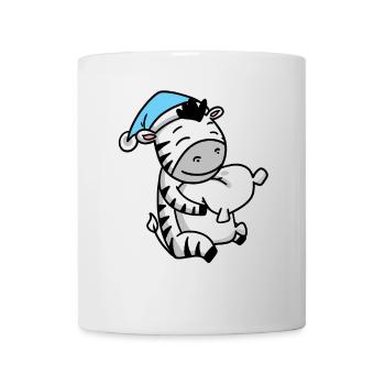 Zebra with pillow and sleepy cap - Mug - white - Front