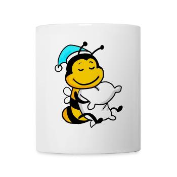 Abeille avec oreiller et bonnet somnolent - Mug blanc - blanc - Devant