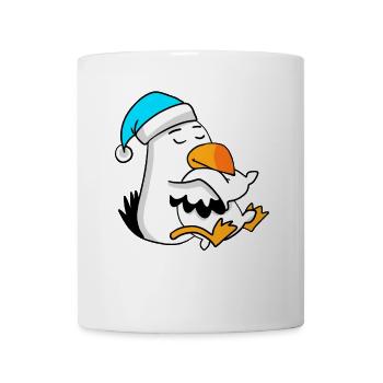 Mouette avec oreiller et bonnet somnolent - Mug blanc - blanc - Devant