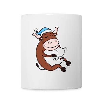 Bœuf avec oreiller et bonnet somnolent - Mug blanc - blanc - Devant