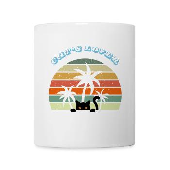 Retrosunset chat noir vintage - cat's lover - Mug blanc - blanc - Devant