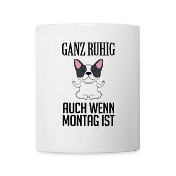 Montag Spruch Yoga Hund - Tasse - Weiß - Vorne