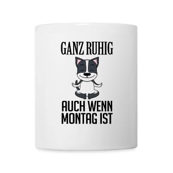 Montag Spruch Yoga Hund - Tasse - Weiß - Vorne