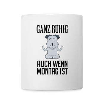 Montag Spruch Yoga Hund - Tasse - Weiß - Vorne