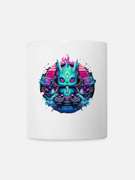Synthwave Zocker Gaming Alien - Tasse - Weiß