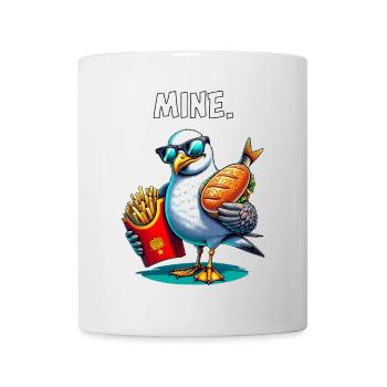 Cheeky seagull with fries & fish sandwiches – MINE - Mug - white - Front