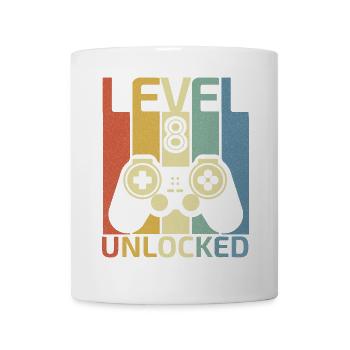 Level 8 Freigeschaltetes Hemd Videospieler 8. Geburtstag - Tasse - Weiß - Vorne