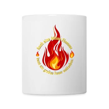 Feuer Feuerwehrmann Flamme spruch humor groß heiß - Tasse - Weiß - Vorne