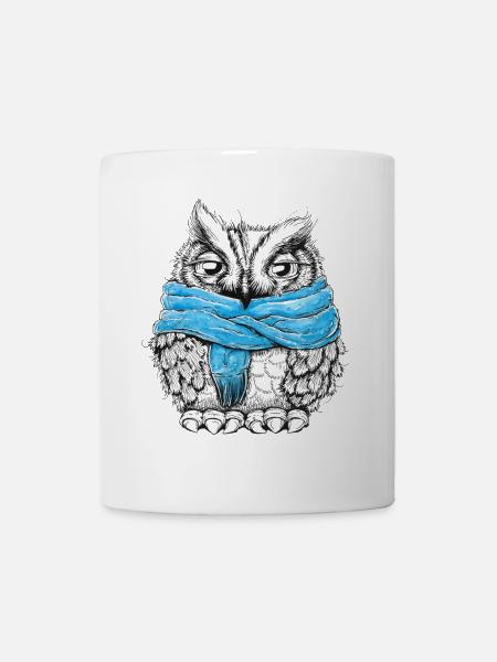 Eule mit Schal - Tasse - Weiß