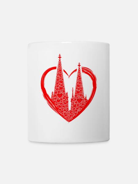 Kölner Dom Herzen Kölle Liebe Herz Karneval Köln - Tasse - Weiß