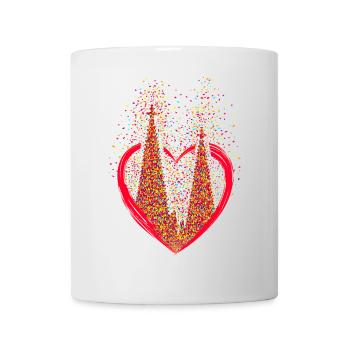Kölner Dom Konfetti Im Herzen Karneval Herz Köln - Tasse - Weiß - Vorne