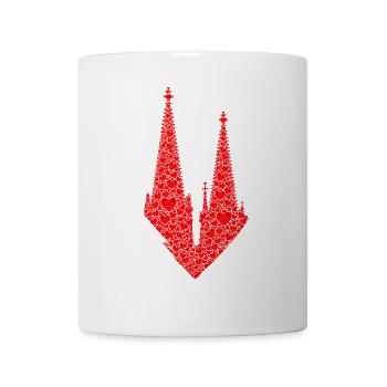 Kölner Dom Herzen Kölle Liebe Herz Karneval Köln - Tasse - Weiß - Vorne