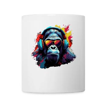 DJ Affe Kopfhörer Sonnenbrille Musik Party Affen - Tasse - Weiß - Vorne