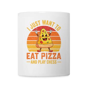 Manger de la pizza et jouer aux échecs - Pizza Tshirt - Mug blanc - blanc - Devant