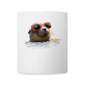 Seal with sunglasses Seal Walrus Cute seals - Mug - white - Front