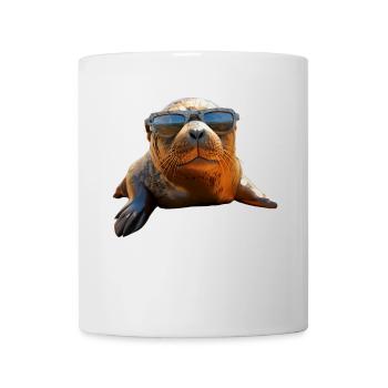 Seal with sunglasses Seal Walrus Cute seals - Mug - white - Front
