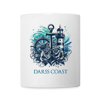DarssCoast - Wellen Leuchtturm Anker blue Grafik - Tasse - Weiß - Vorne
