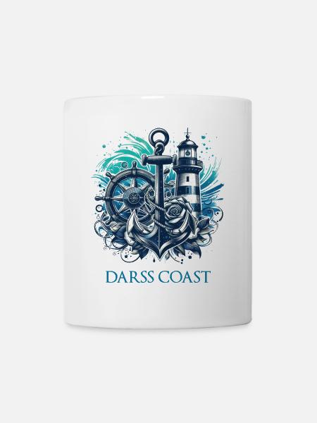 DarssCoast - Wellen Leuchtturm Anker blue Grafik - Tasse - Weiß