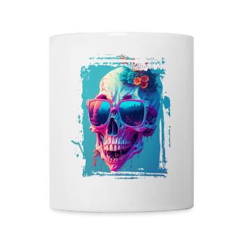 Totenkopfdame mit Sonnenbrille - Tasse - Weiß - Vorne