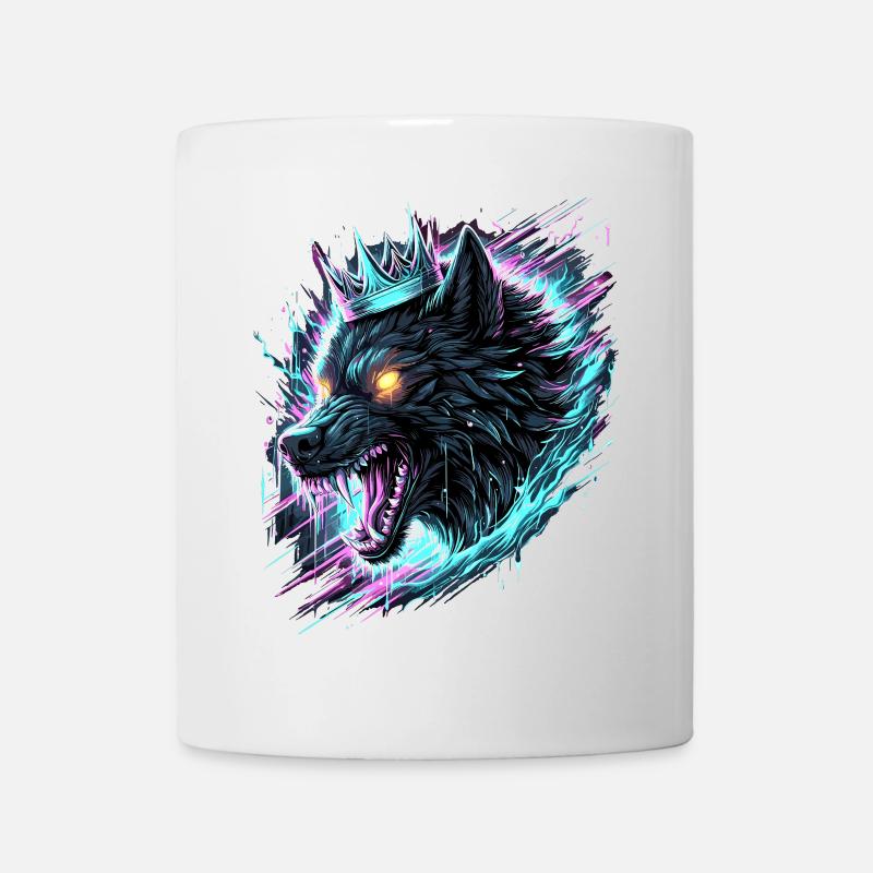 Königlicher Wolf Synthwave - Tasse - Weiß