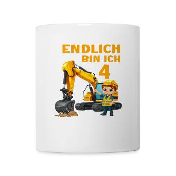 Baggerfahrer Bagger 4 Geburtstag Baggern 4 Jahre - Tasse - Weiß - Vorne