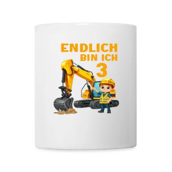 Bagger 3 Geburtstag Baggern Baggerfahrer 3 Jahre - Tasse - Weiß - Vorne