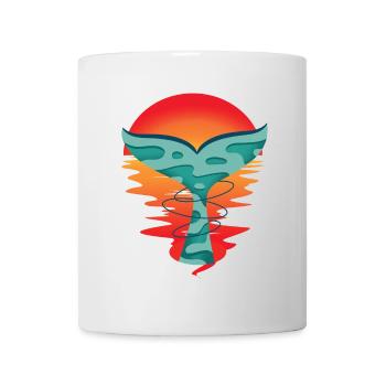 Ocean Sunset Fish Greeting Shark Fin Ahoy - Mug - white - Front